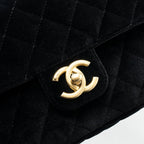CHANEL 22B CHANEL ON CHAINS SQUARE FLAP BAG VELVET BLACK GHW (MICROCHIP)