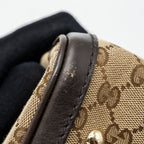 GUCCI BOSTON BAG GG SUPREME CANVAS BROWN LGHW