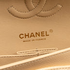 CHANEL SMALL CLASSIC DOUBLE FLAP BAG CAVIAR BEIGE GHW (MICROCHIP)