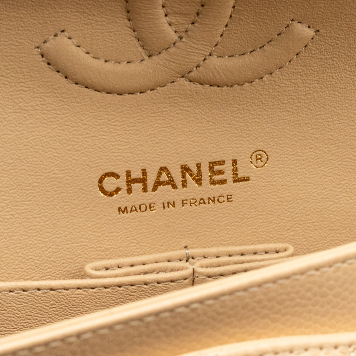 CHANEL SMALL CLASSIC DOUBLE FLAP BAG CAVIAR BEIGE GHW (MICROCHIP)