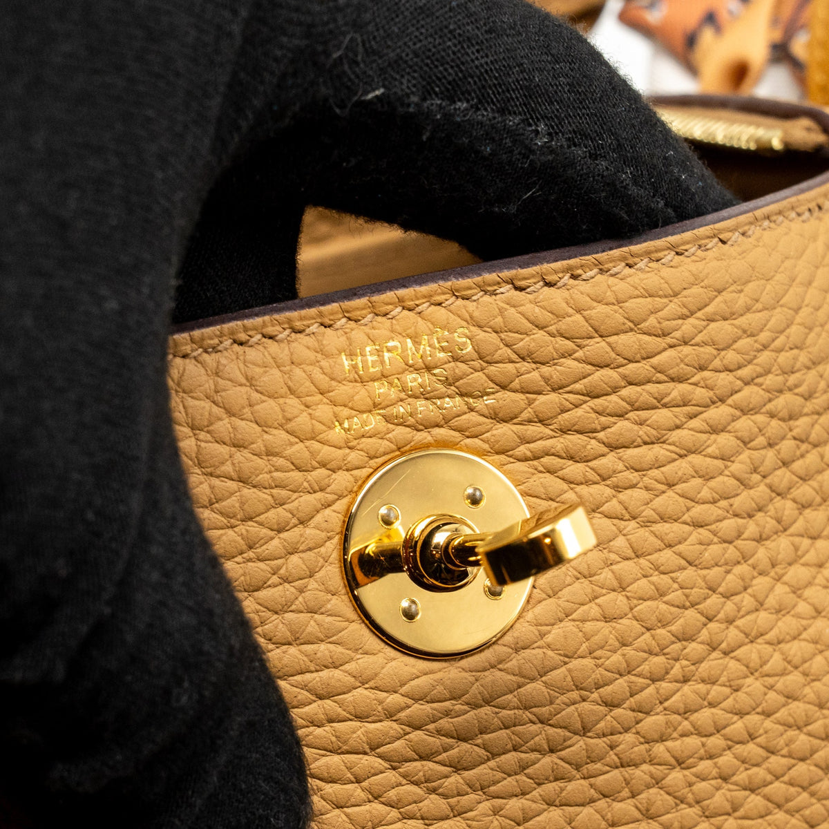 Hermes Mini Lindy Clemence Biscuit GHW with Rodeo and Twilly (Sell in A Set)