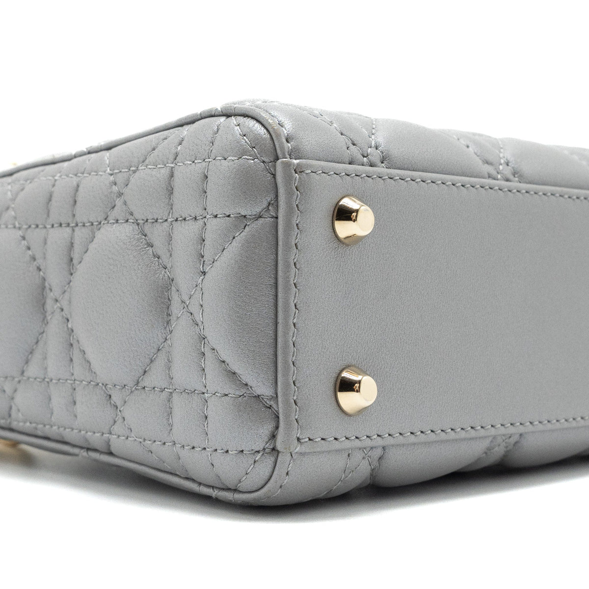 DIOR MINI LADY DIOR LAMBSKIN GREY LGHW