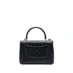 CHANEL CHEVRON TRENDY CC TOP HANDLE FLAP BAG LAMBSKIN BLACK LGHW