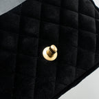 CHANEL 22B CHANEL ON CHAINS SQUARE FLAP BAG VELVET BLACK GHW (MICROCHIP)