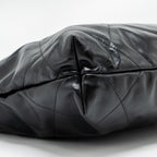 CHANEL SMALL 22 BAG SHINY CALFSKIN BLACK GHW (MICROCHIP)