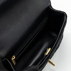 CHANEL 22B CHANEL ON CHAINS SQUARE FLAP BAG VELVET BLACK GHW (MICROCHIP)