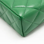 Chanel Top Handle Long Vanity Case with Chain Lambskin Green LGHW (Microchip)