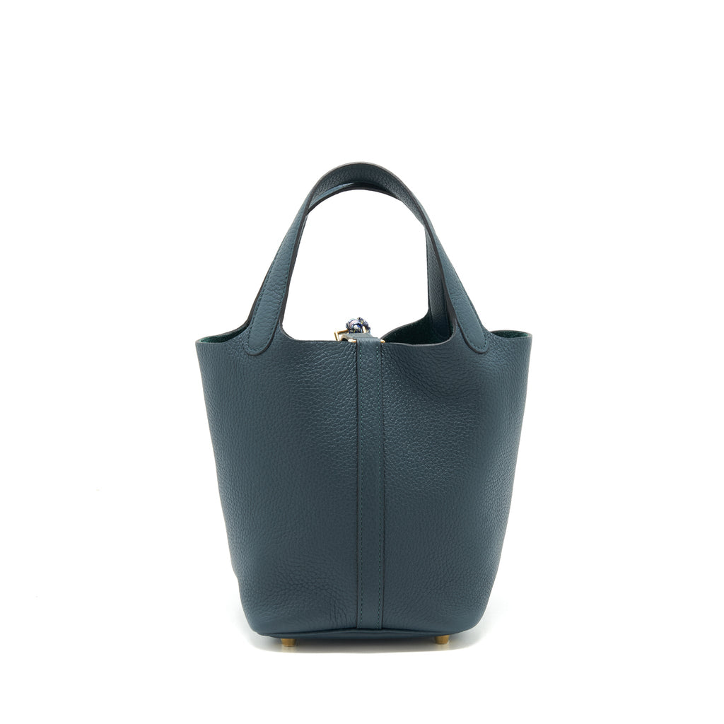 Hermes picotin 18 Lock Bag Vert Cypres GHW with an extra twilly