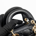DIOR MICRO LADY DIOR LAMBSKIN BLACK LGHW