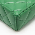 Chanel Top Handle Long Vanity Case with Chain Lambskin Green LGHW (Microchip)