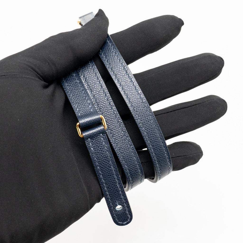 HERMES Charniere to go pouch Madame Blue Nuit GHW