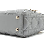 DIOR MINI LADY DIOR LAMBSKIN GREY LGHW