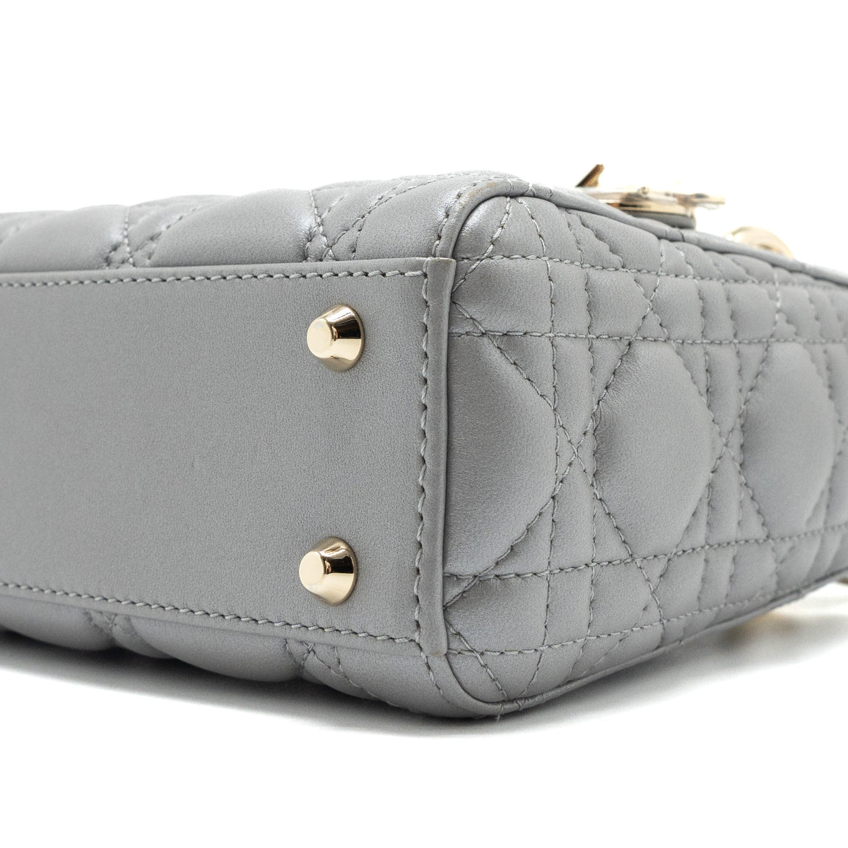 DIOR MINI LADY DIOR LAMBSKIN GREY LGHW