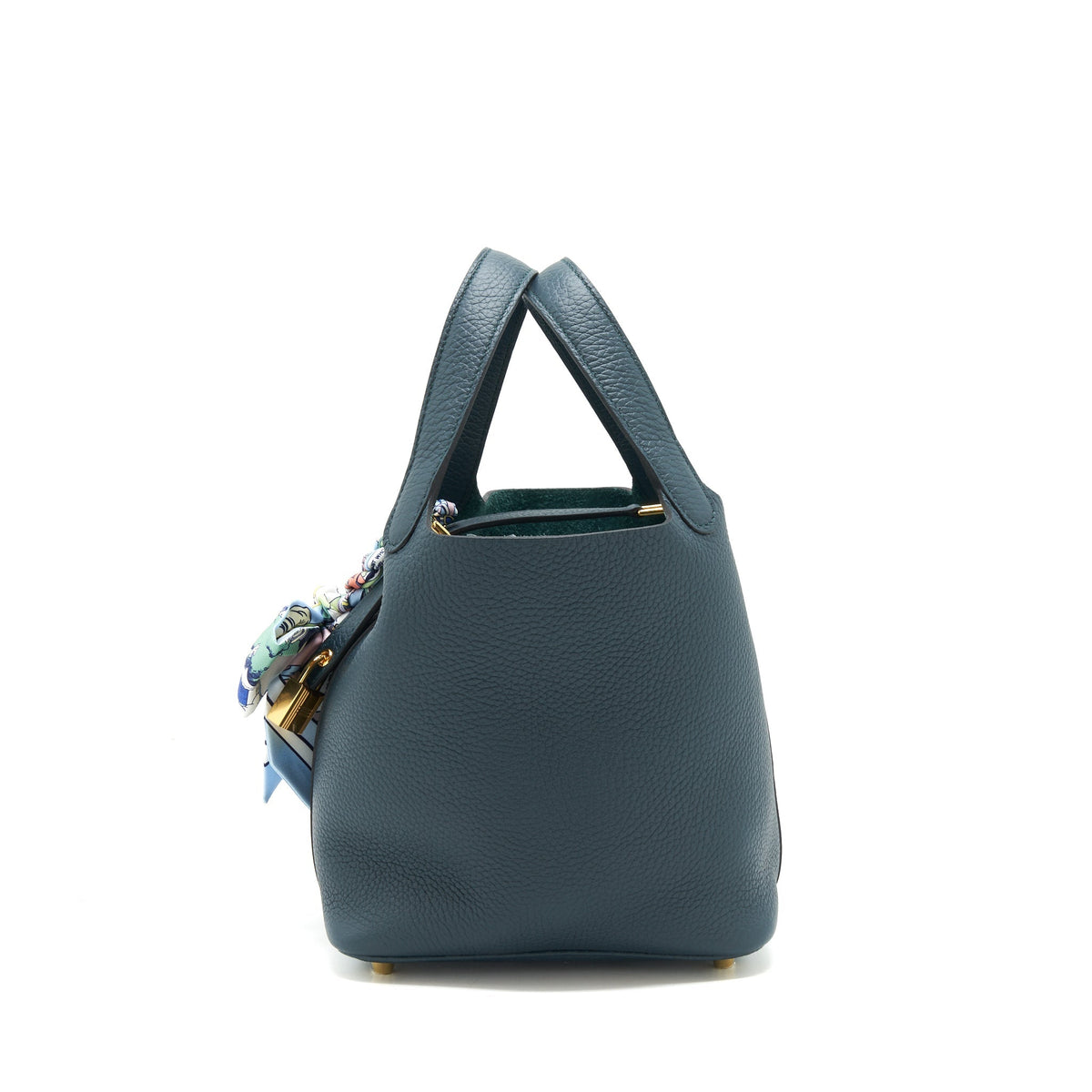 Hermes picotin 18 Lock Bag Vert Cypres GHW with an extra twilly
