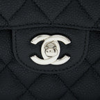 CHANEL SMALL CLASSIC FLAP BAG CAVIAR BLACK SHW(MICROCHIP)