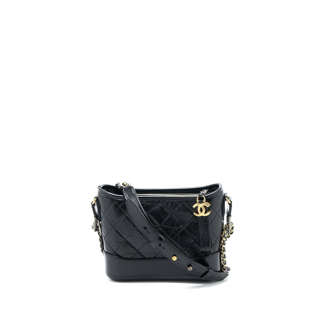 CHANEL SMALL GABRIELLE HOBO BAG AGED CALFSKIN BLACK MULTICOLOUR HARDWARE