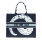 DIOR LIMITED EDITION BOOK TOTE DARK BLUE DENIM PATTERN