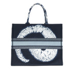 DIOR LIMITED EDITION BOOK TOTE DARK BLUE DENIM PATTERN