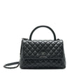 CHANEL COCO HANDLE SMALL FLAP BAG GRAINED CALFSKIN & BLACK METAL