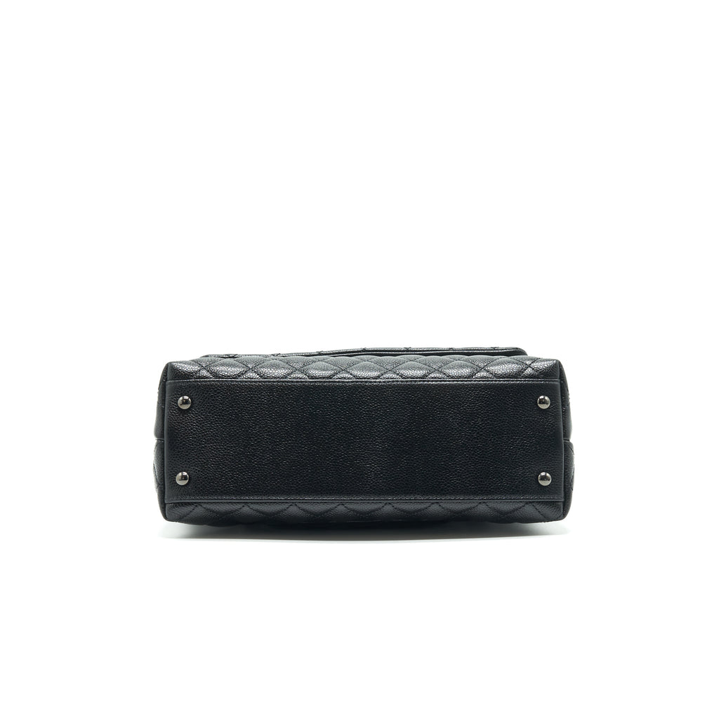 CHANEL COCO HANDLE SMALL FLAP BAG GRAINED CALFSKIN & BLACK METAL