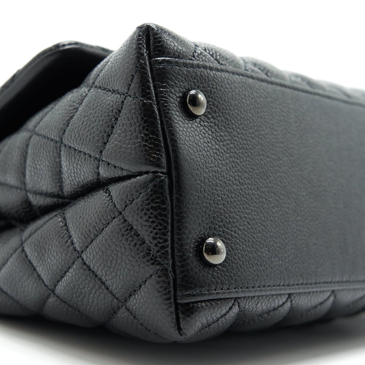 CHANEL COCO HANDLE SMALL FLAP BAG GRAINED CALFSKIN & BLACK METAL