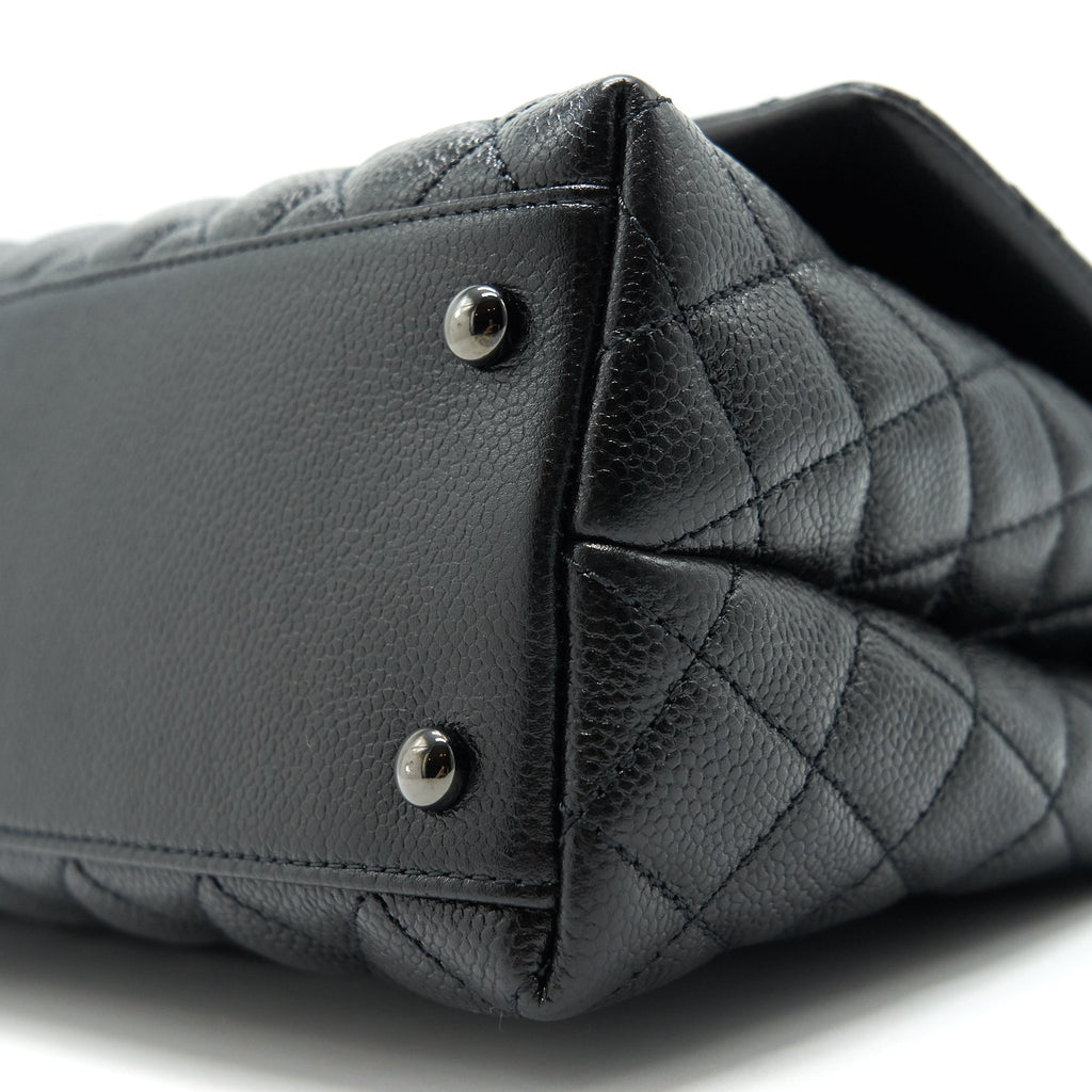 CHANEL COCO HANDLE SMALL FLAP BAG GRAINED CALFSKIN & BLACK METAL