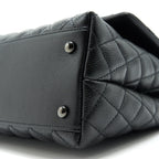 CHANEL COCO HANDLE SMALL FLAP BAG GRAINED CALFSKIN & BLACK METAL