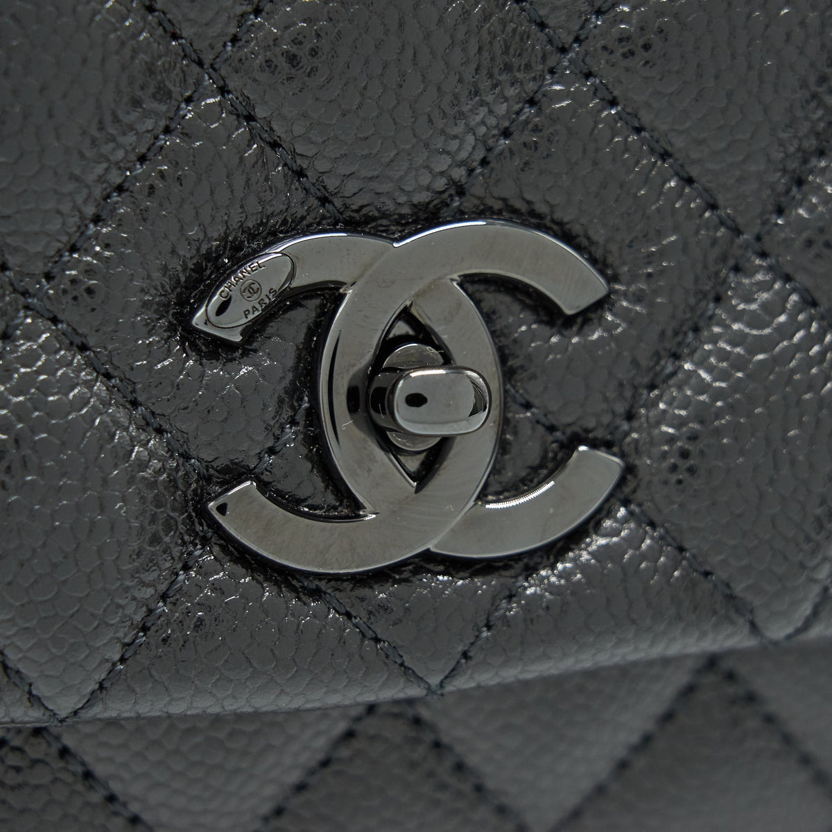 CHANEL COCO HANDLE SMALL FLAP BAG GRAINED CALFSKIN & BLACK METAL