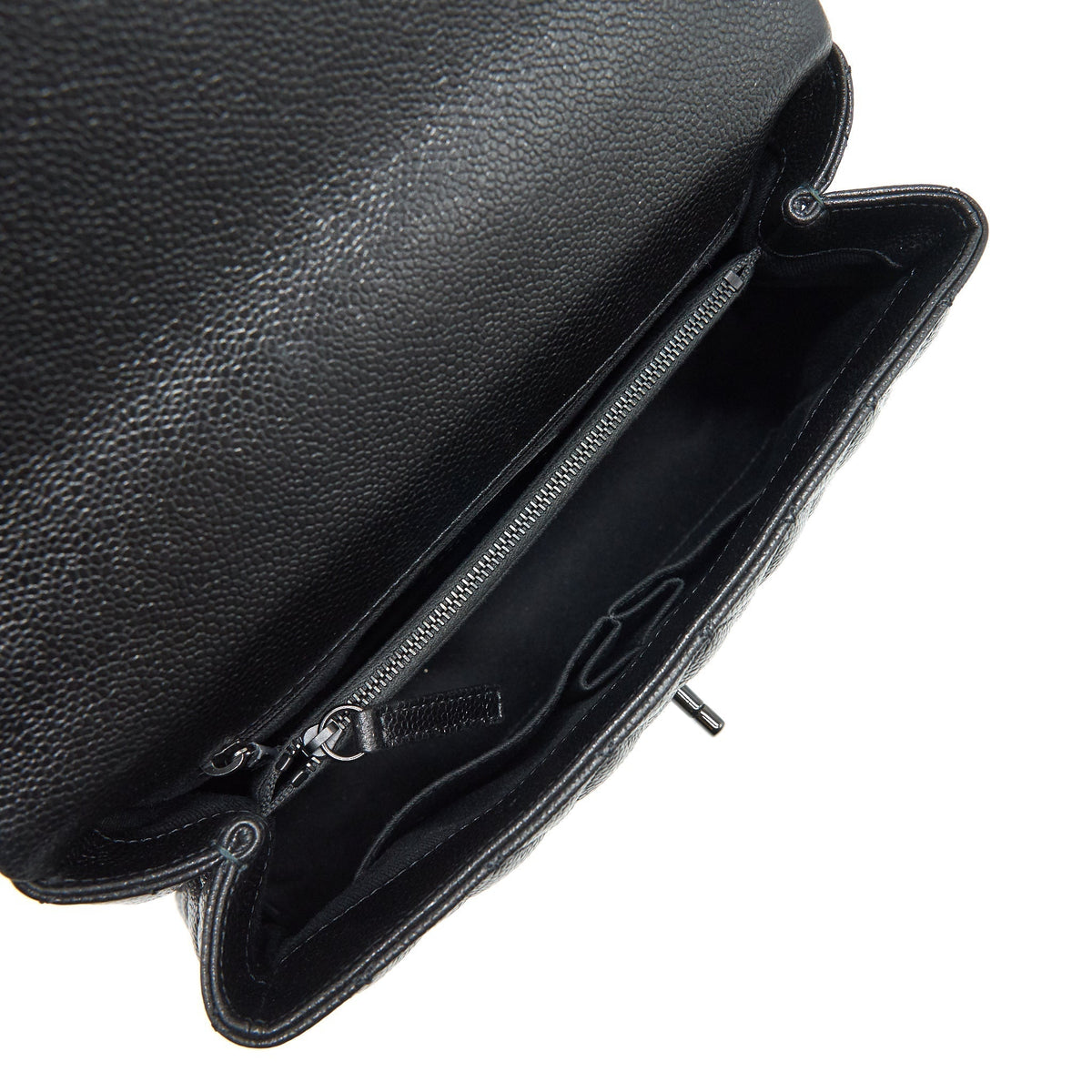 CHANEL COCO HANDLE SMALL FLAP BAG GRAINED CALFSKIN & BLACK METAL
