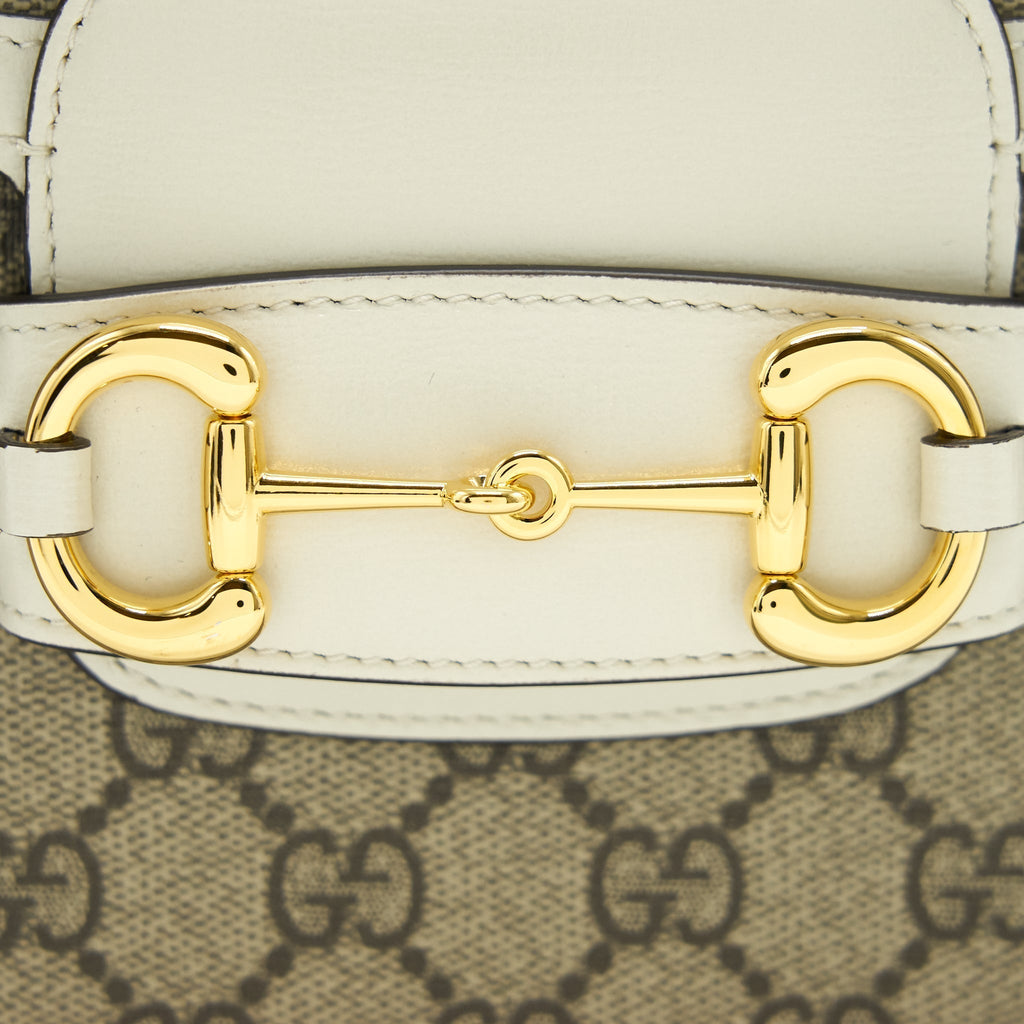 GUCCI HORSEBIT 1955 SMALL SHOULDER BAG WHITE LEATHER