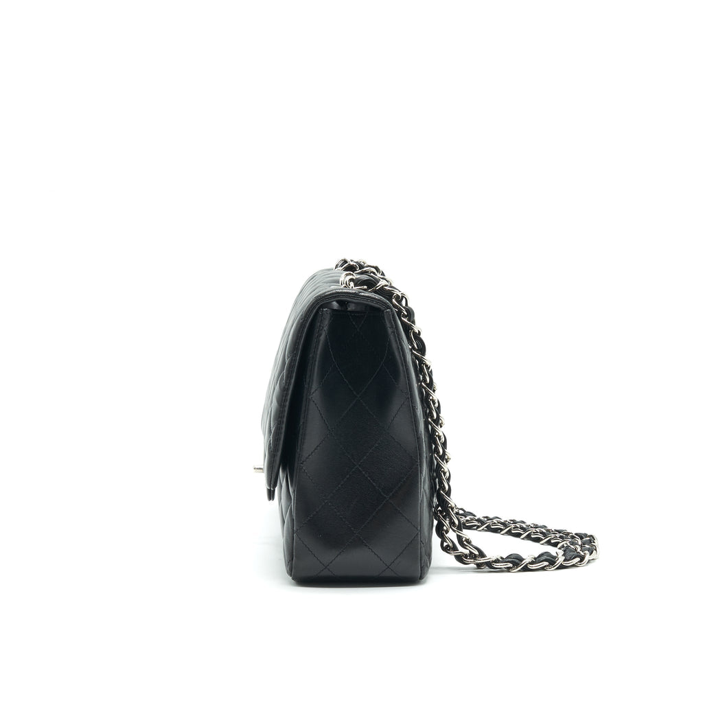 CHANEL SINGLE FLAP JUMBO BAG LAMBSKIN BLACK SHW