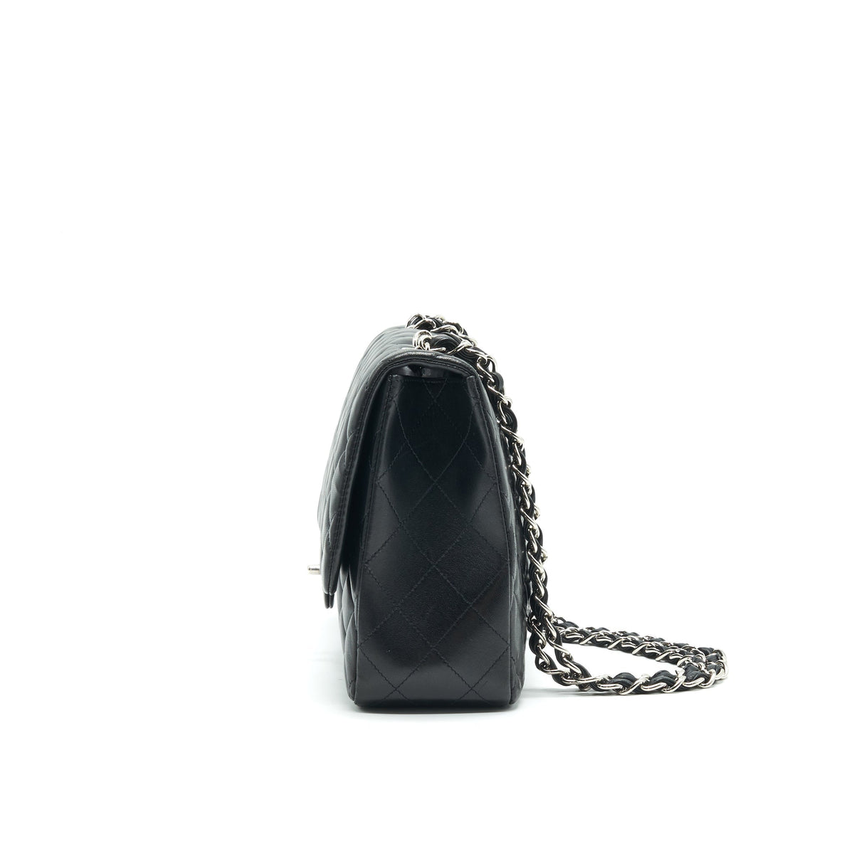 CHANEL SINGLE FLAP JUMBO BAG LAMBSKIN BLACK SHW