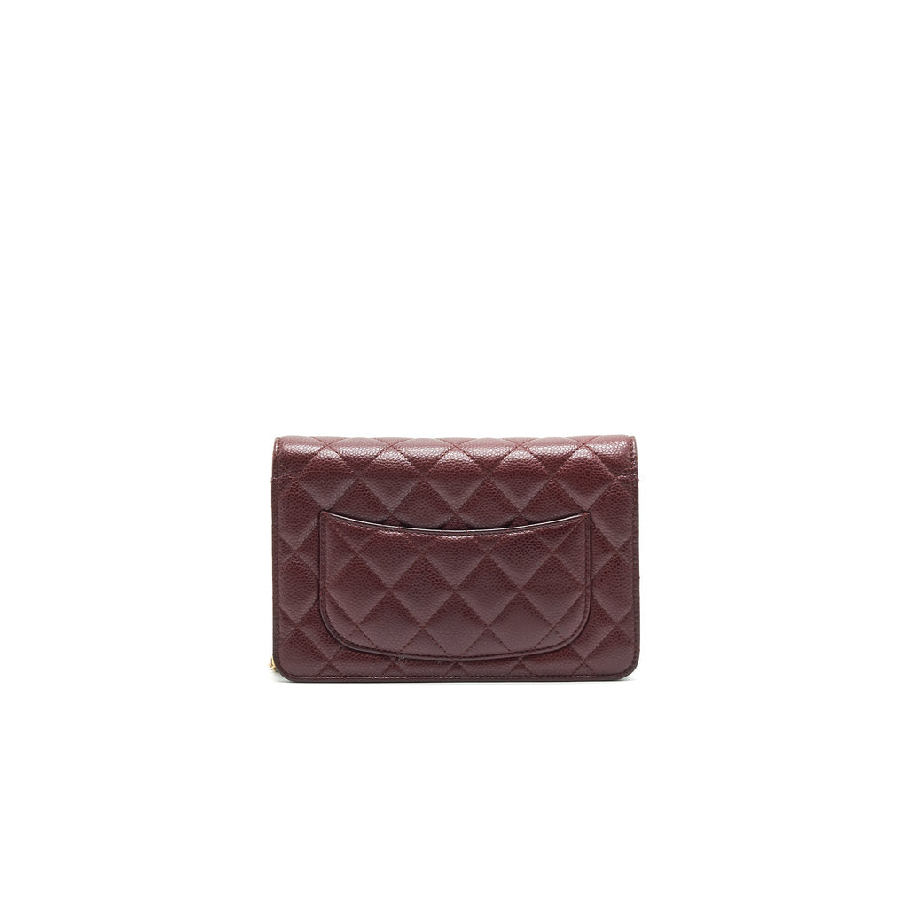 CHANEL BURGUNDY WALLET ON CHAIN CAVIAR GHW