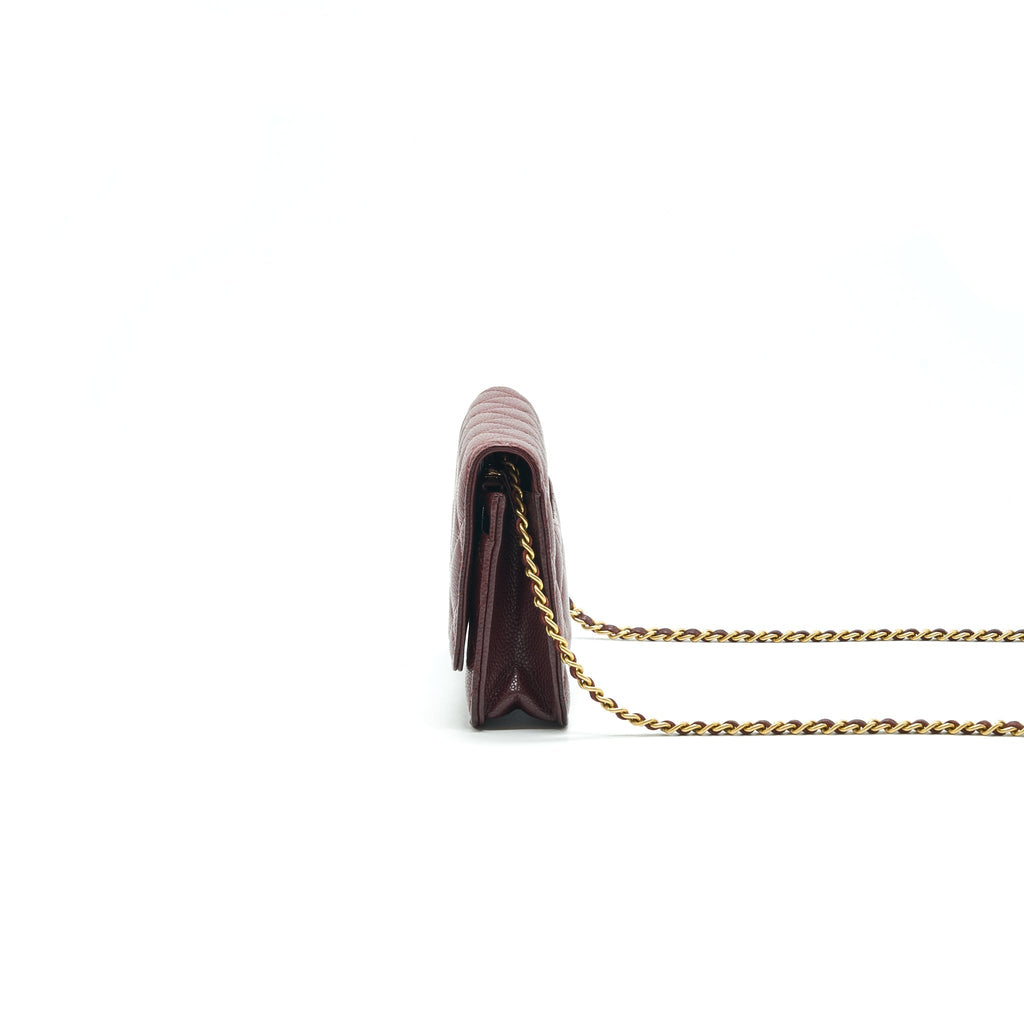 CHANEL BURGUNDY WALLET ON CHAIN CAVIAR GHW