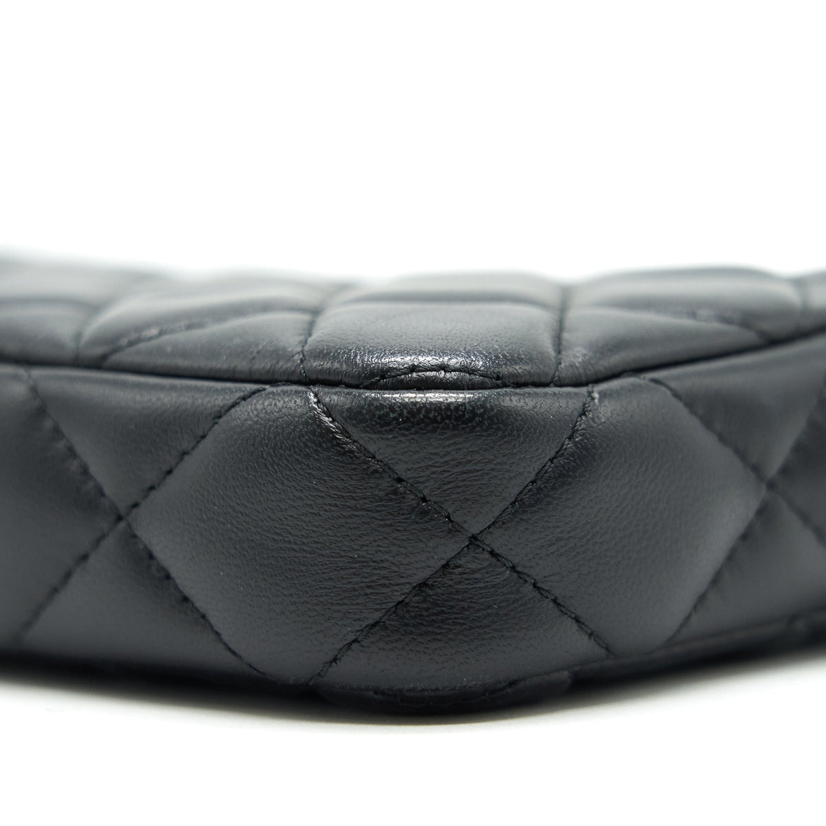 CHANEL DOUBLE ZIP CLUTCH WITH CHAIN LAMBSKIN BLACK SHW