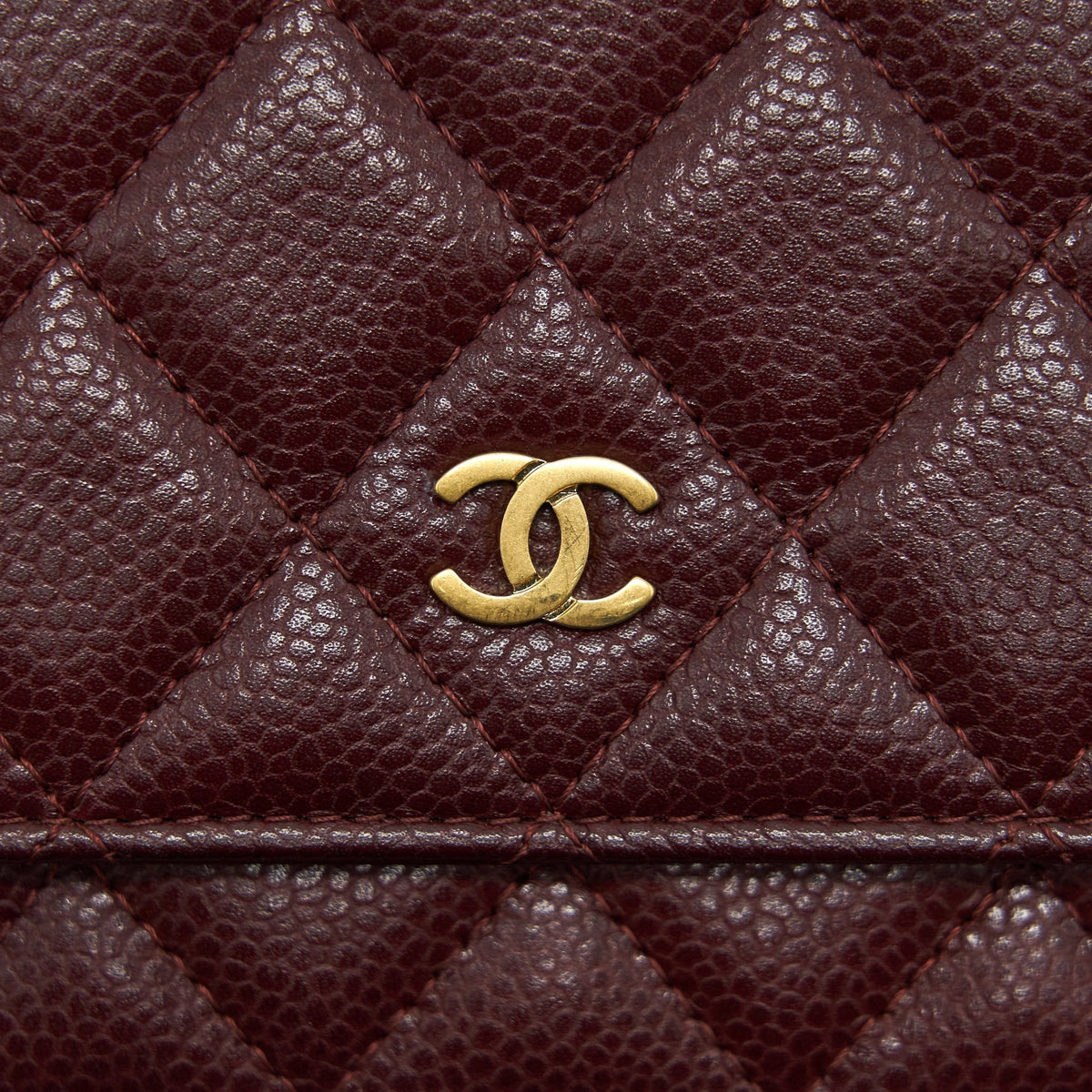 CHANEL BURGUNDY WALLET ON CHAIN CAVIAR GHW
