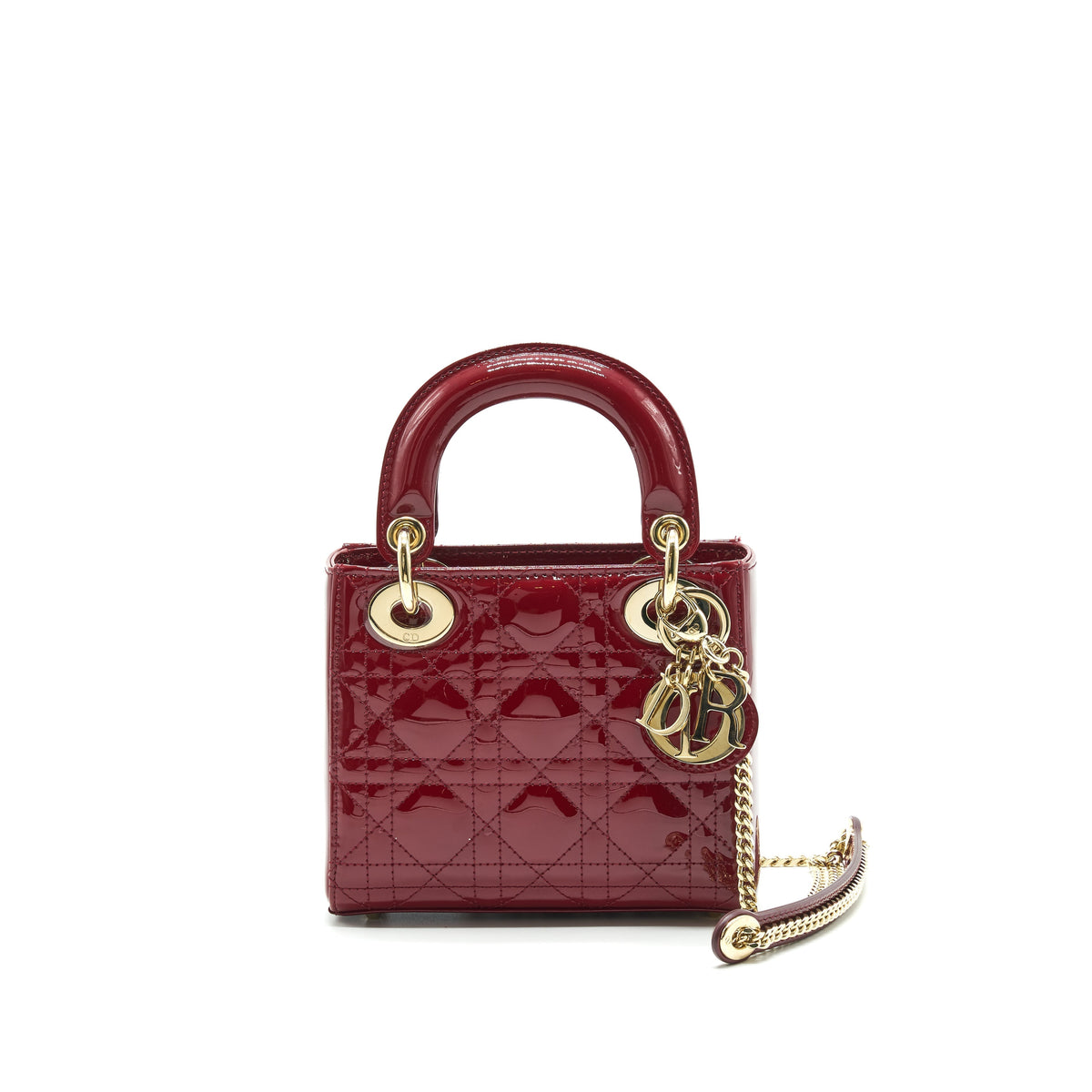DIOR MINI LADY DIOR PATENT LEATHER RED