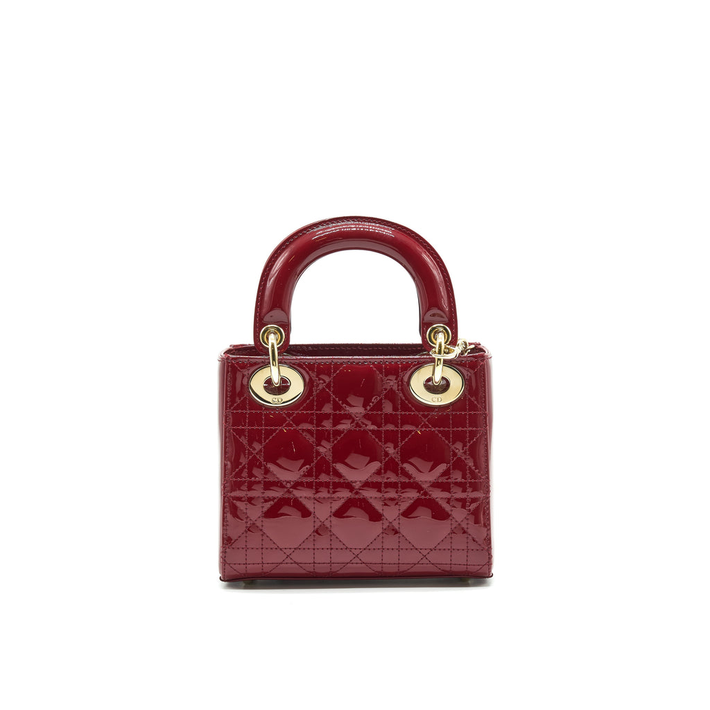 DIOR MINI LADY DIOR PATENT LEATHER RED