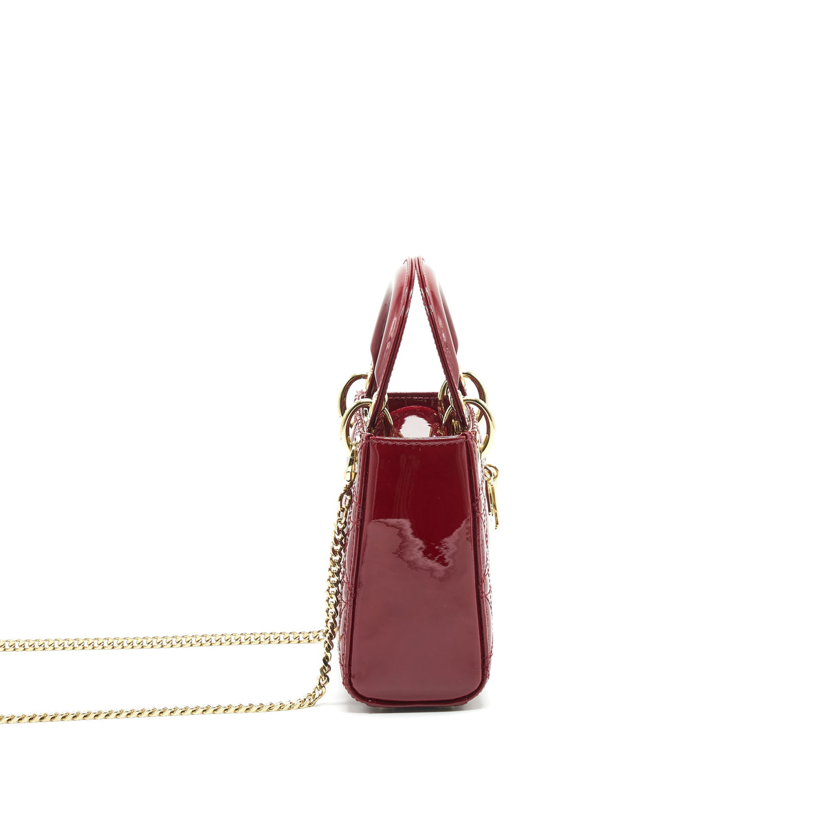 DIOR MINI LADY DIOR PATENT LEATHER RED