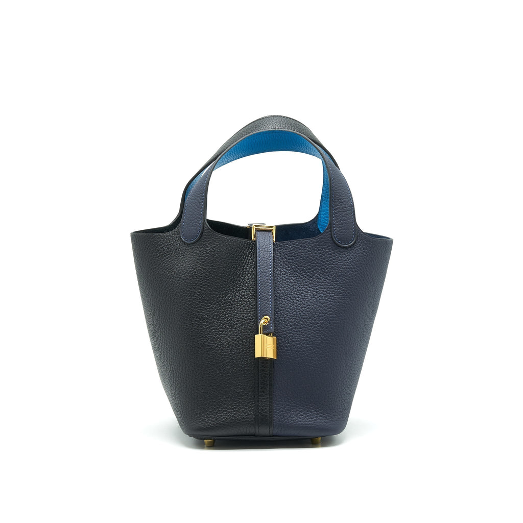 HERMES PICOTIN 18 BLEU NUIT/NOIR/BLUE FRIDA