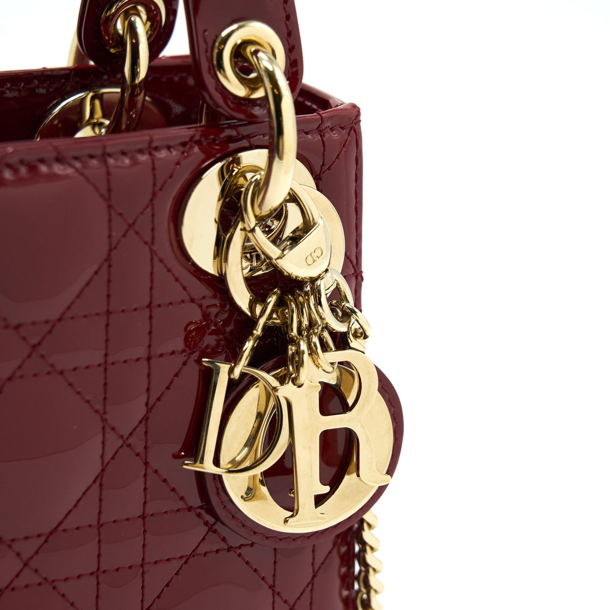 DIOR MINI LADY DIOR PATENT LEATHER RED