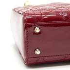DIOR MINI LADY DIOR PATENT LEATHER RED