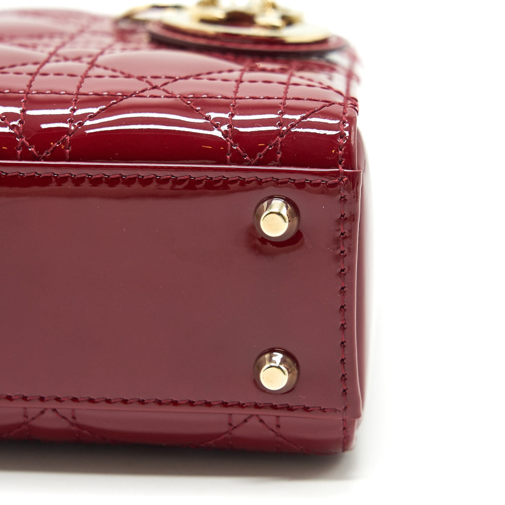 DIOR MINI LADY DIOR PATENT LEATHER RED