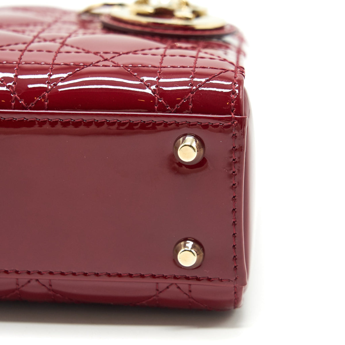 DIOR MINI LADY DIOR PATENT LEATHER RED