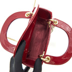 DIOR MINI LADY DIOR PATENT LEATHER RED