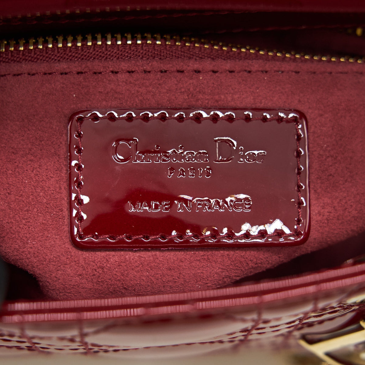 DIOR MINI LADY DIOR PATENT LEATHER RED
