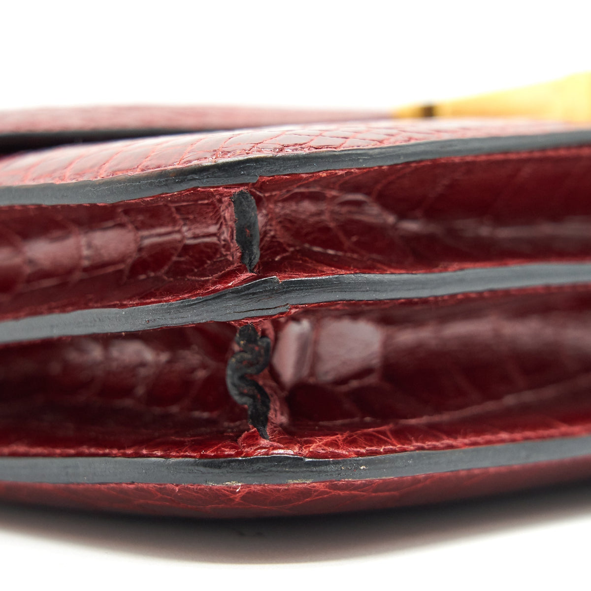 HERMES CONSTANCE ELAN ALLIGATOR BURGUNDY LIZARD GOLD HARDWARE