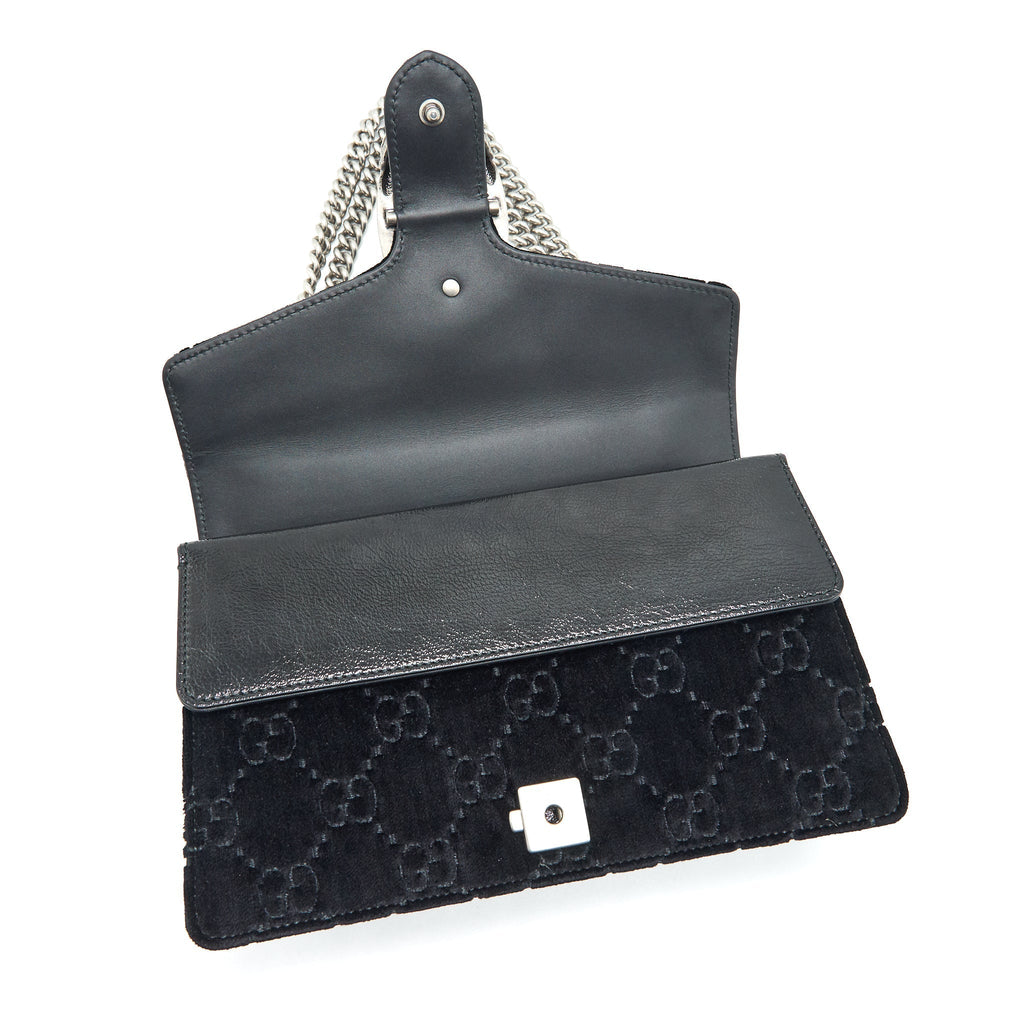 GUCCI DIONYSUS GG MEDIUM VELVET BLACK SHOULDER BAG