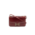 HERMES CONSTANCE ELAN ALLIGATOR BURGUNDY LIZARD GOLD HARDWARE