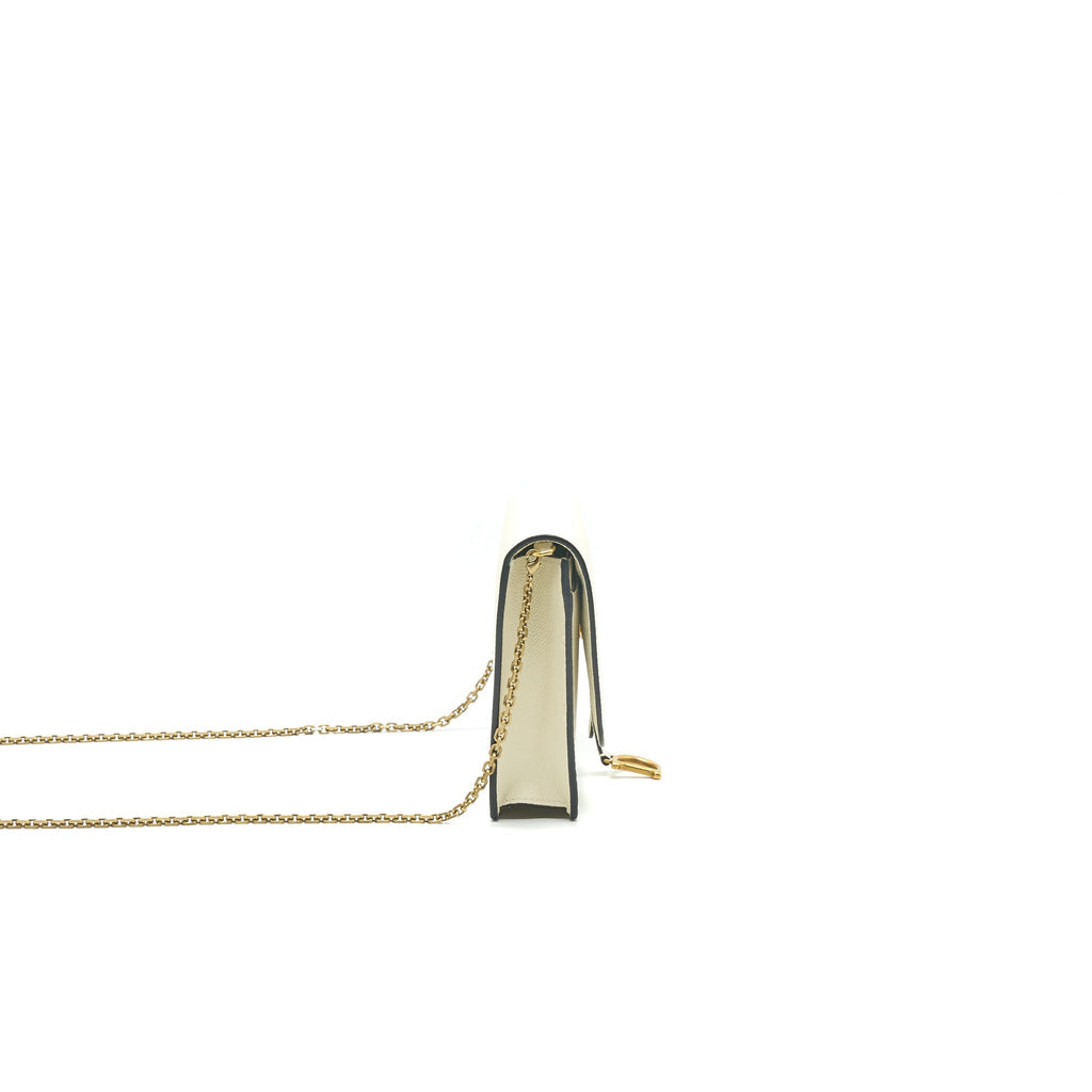DIOR SADDLE POUCH WITH CHAIN WHITE GHW